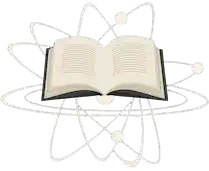 Uranito Libros - Logo con libro abierto y estructura molecular