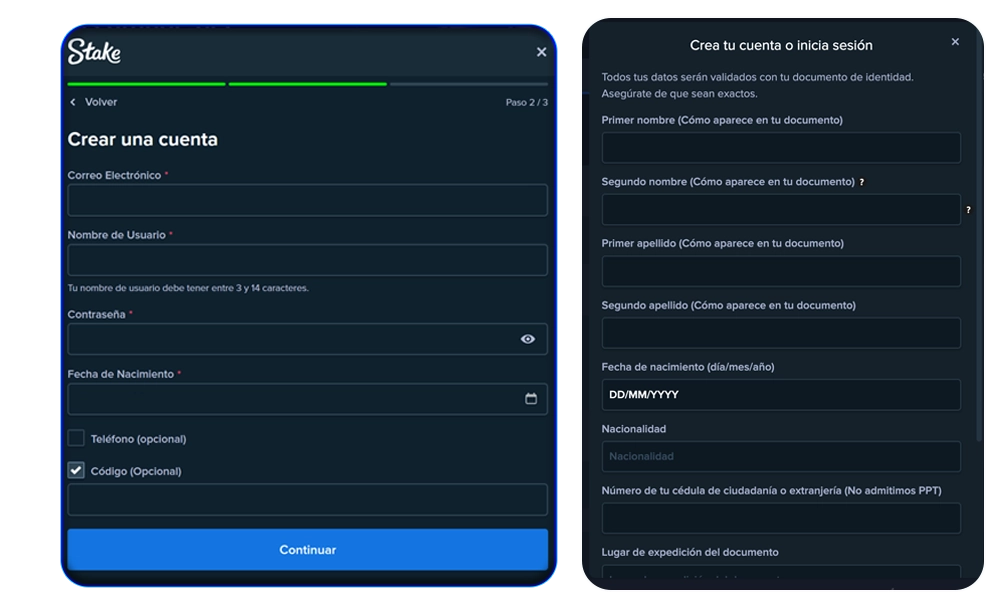 Registro en Stake Argentina